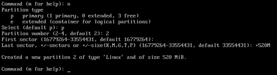 Partitioning using fdisk